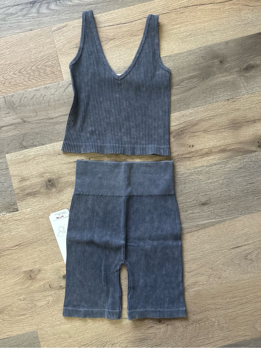 Ribbed Two Piece Biker Short Set
